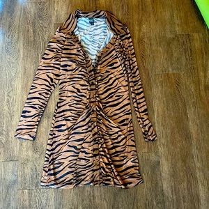 Collared zebra print sheer dress size xs, long sleeve